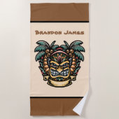 クールtiki head add name ビーチタオル (正面)