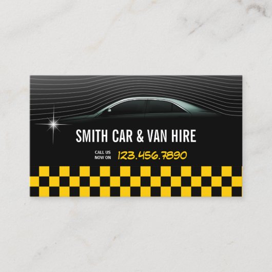 クールYellow市松模様に Car & Van Hire名刺 名刺 (正面)