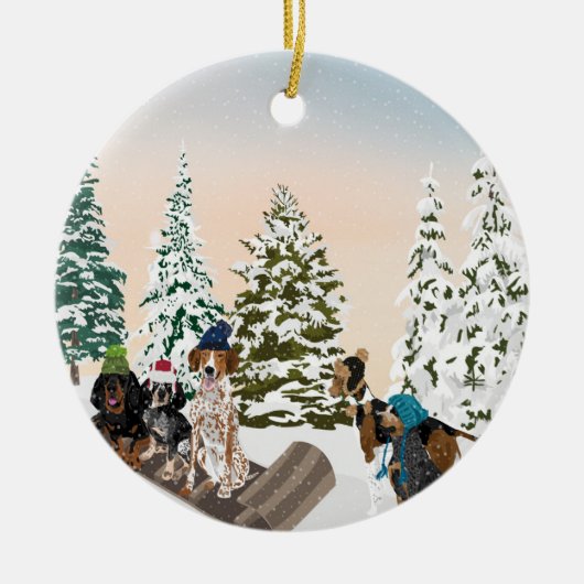 クーンハウンド·スリング セラミックオーナメント (正面)