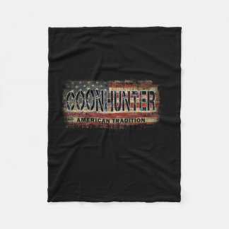 クーンハンターアメリカ国旗ヴィンテージスタイルクーンハンティ フリースブランケット