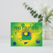 クー・サウダーデ！ブラジル国旗のカラーポップ・アートのアート ポストカード (スタンド正面)