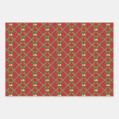 ク伝統的リスマスの赤と緑の鈴 ラッピングペーパーシート (正面2)
