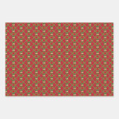 ク伝統的リスマスの赤と緑の鈴 ラッピングペーパーシート (正面)