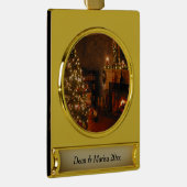 ク伝統的リスマスパーソナライズ日 ゴールドプレートバナーオーナメント (右)