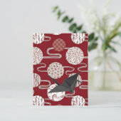 ク日本のレの赤い着物 ポストカード (スタンド正面)