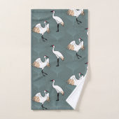 ク日本のレーンの鳥エレガントと銀杏葉の バスタオルセット (ハンドタオル)