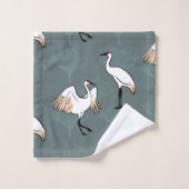 ク日本のレーンの鳥エレガントと銀杏葉の バスタオルセット (ウォッシュタオル)