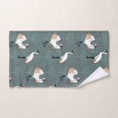 ク日本のレーンの鳥エレガントと銀杏葉の バスタオルセット (ハンドタオル)