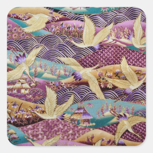 ク日本のレーン伝統的デザイン紫 スクエアシール (正面)