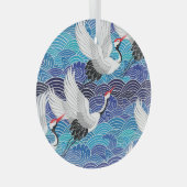 ク日本のレーン華美:鳥のパターン。 ガラスオーナメント (正面右)