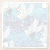 ク日本のレーン華美：鳥のパターン。 ガラスコースター (裏面)