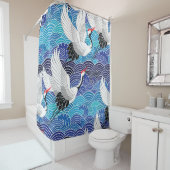 ク日本のレーン華美：鳥のパターン。 シャワーカーテン (インサイチュ)