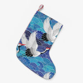 ク日本のレーン華美:鳥のパターン。 スモールクリスマスストッキング (正面 (吊り時))