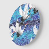 ク日本のレーン華美：鳥のパターン。 ラージ壁時計 (傾斜)