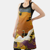 ク日本のレーン鳥カラフルイラストレーション エプロン (インサイチュ)