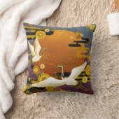 ク日本のレーン鳥カラフルイラストレーション クッション (ブランケット)