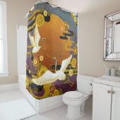 ク日本のレーン鳥カラフルイラストレーション シャワーカーテン (インサイチュ)
