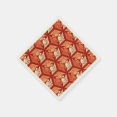 ク日本のレーン、まんだらんとライトオレンジ スタンダードカクテルナプキン (角)