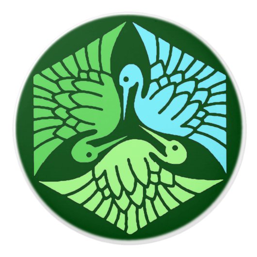 ク日本のレーン、ジェードグリーン、ライトブルー セラミックノブ (正面)