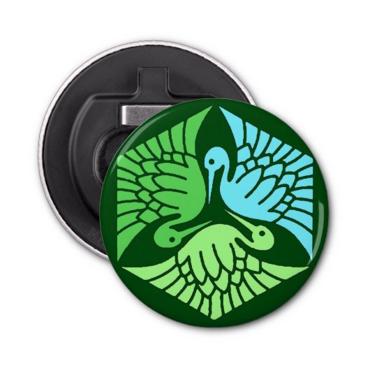 ク日本のレーン、ジェードグリーン、ライトブルー 栓抜き (正面)