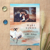 ク日本のレーン,ベージュ,ターコイズ結婚ズ 招待状