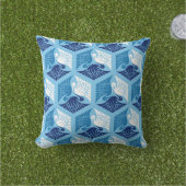 ク日本のレーン、海軍、ホワイト、ライトブルー クッション (芝生)