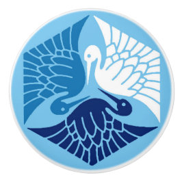 ク日本のレーン、海軍、ホワイト、ライトブルー セラミックノブ