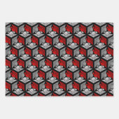 ク日本のレーン、赤/グレー、緑、黒/ピンク ラッピングペーパーシート (正面)