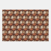 ク日本のレーン、青と白、茶色、オレンジ ラッピングペーパーシート (正面2)