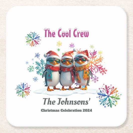 ク来ループ・クリスクールトで冷えのまわりになさい スクエアペーパーコースター (正面)