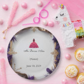 ク王室のイエレガントンセアニェラパープルと金ゴールドパーティー ペーパープレート (パーティー)