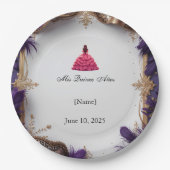 ク王室のイエレガントンセアニェラパープルと金ゴールドパーティー ペーパープレート (正面)