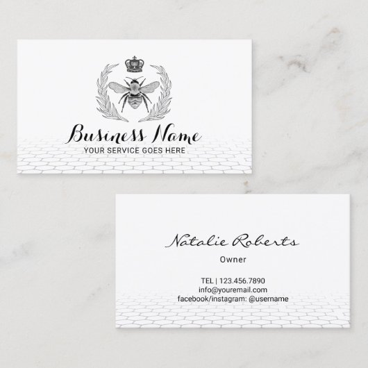 ク王室のイーンビー&ヴィンテージローレルリースロゴ 名刺 (正面/裏面)