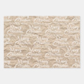 ク素朴ラフトエレガントホワイトスクリプトメリークリスマス ラッピングペーパーシート (正面2)