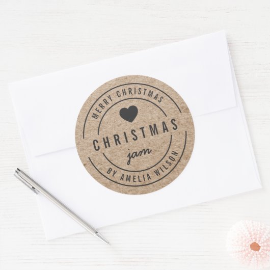 ク素朴ラフトフェイククリスマスジャムメリークリスマス ラウンドシール (封筒)