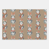 ク素朴ラフト大型犬がクリスマスに着飾る ラッピングペーパーシート (正面3)