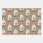 ク素朴ラフト大型犬がクリスマスに着飾る ラッピングペーパーシート (正面2)