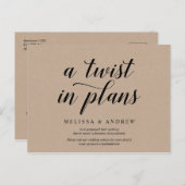 ク素朴ラフト、計画のひねり、招待状延期 ポストカード (正面/裏面)