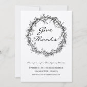 ク素朴ラフ与え感謝していThanksgivingディナーのカード 招待状 (正面)