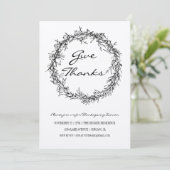 ク素朴ラフ与え感謝していThanksgivingディナーのカード 招待状 (スタンド正面)