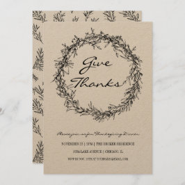 ク素朴ラフ与え感謝していThanksgivingディナーのカード 招待状