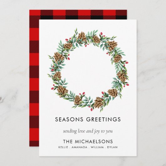 ク素朴リスモダンマス季節のごあいさつ名 シーズンカード (正面/裏面)