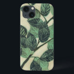 ク葉リームの背景にある枝 iPhone 13ケース<br><div class="desc">緑鮮やかの葉や枝は、ジェニファー・ゴルバーガーのこのプリントのクリームの背景にある。季節が変わるにつれ、これらの葉の色は変わらず、少しの一貫性が生まれます。</div>