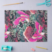 ク飛んでいるレーン波、花ピンク日本のフローラ 薄葉紙 (クラフト)