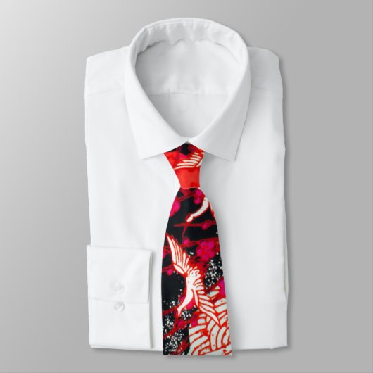 ク飛んでいるレーン，春の花日本の赤フローラ ネクタイ (タイ)