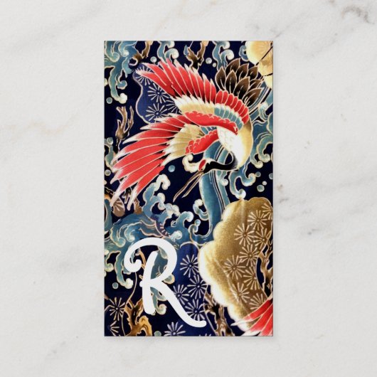 ク飛んでいるレーン、波、春の花フローラブラック 名刺 (裏面)