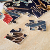 ク飛んでいるレーン,波,春の花日本のフローラ ジグソーパズル (側面)