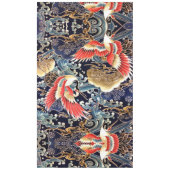 ク飛んでいるレーン，波，春の花日本のフローラ テーブルクロス (正面)