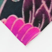 ク飛んでいるレーン、波、花ピンク日本のフローラ フリースブランケット (角)