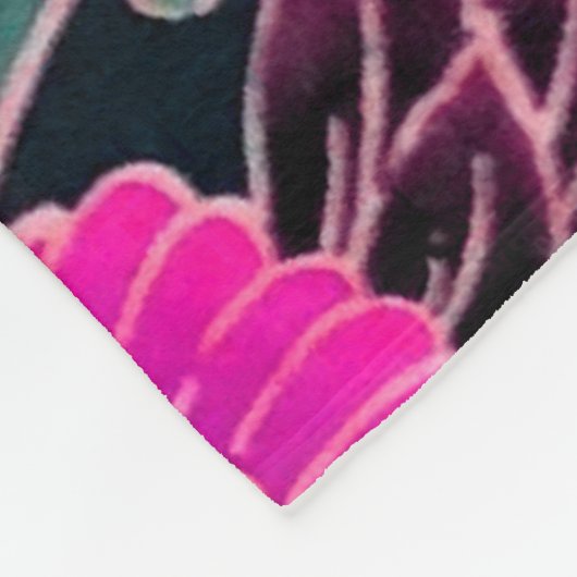 ク飛んでいるレーン、波、花ピンク日本のフローラ フリースブランケット (角)